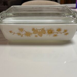 Vintage Pyrex Golden Pine Space saver Casserole 1961 WITH LID!